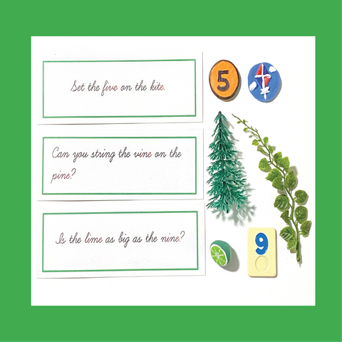 Cursive Writing Green (Level 3) Sentence Strips with Objects