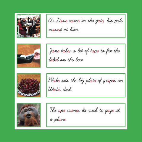 Cursive Writing Green (Level 3) Sentence Strips with Pictures